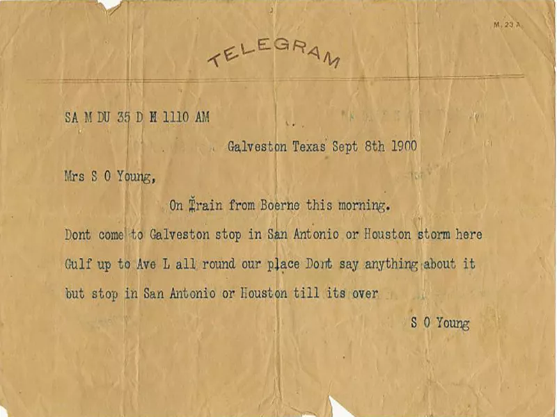 Telegram about storm 1900