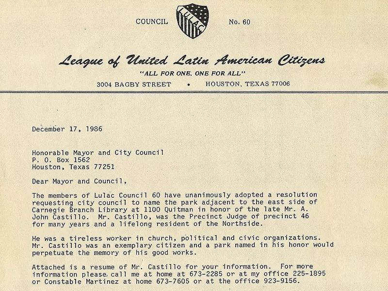 Letter from LULAC to the Mayor and City Council