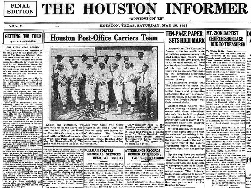 Front page of the Houston Informer